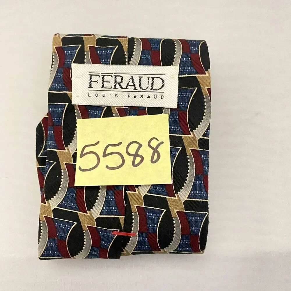 #5588 Feraud Louis Feraud Abstract Multicolored Men's Necktie, Tie 59X3.75